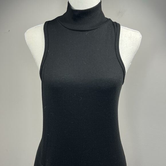 Fore Black Ribbed Mock Neck Sleeveless Bodycon Maxi Dress Size L - Picture 2 of 12